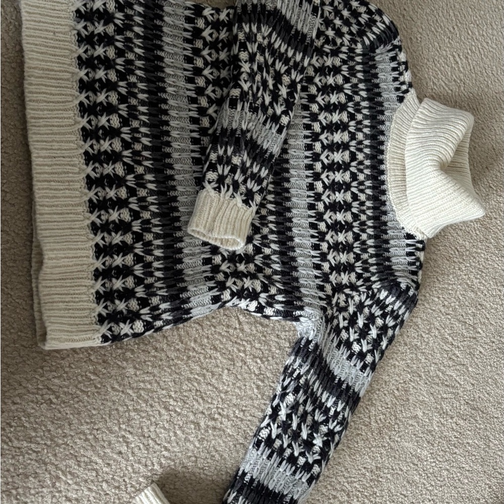 LOFT Black and White Turtleneck Sweater